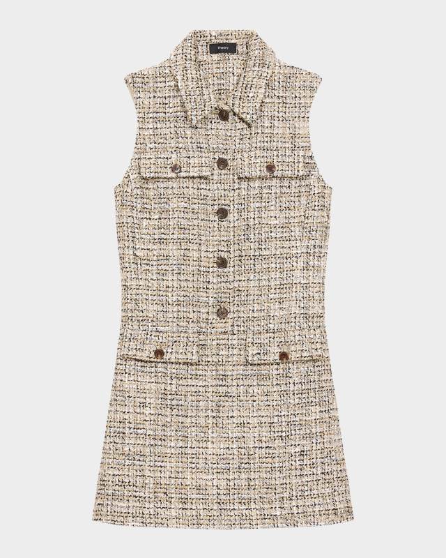 Mixed Tweed Military Mini Dress